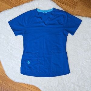 Carhartt Blue Scrub Top, Womens Small